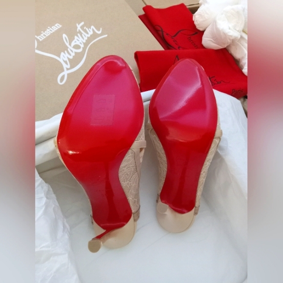 CHRISTIAN LOUBOUTIN LACE HEELS NEW - Picture 9 of 11